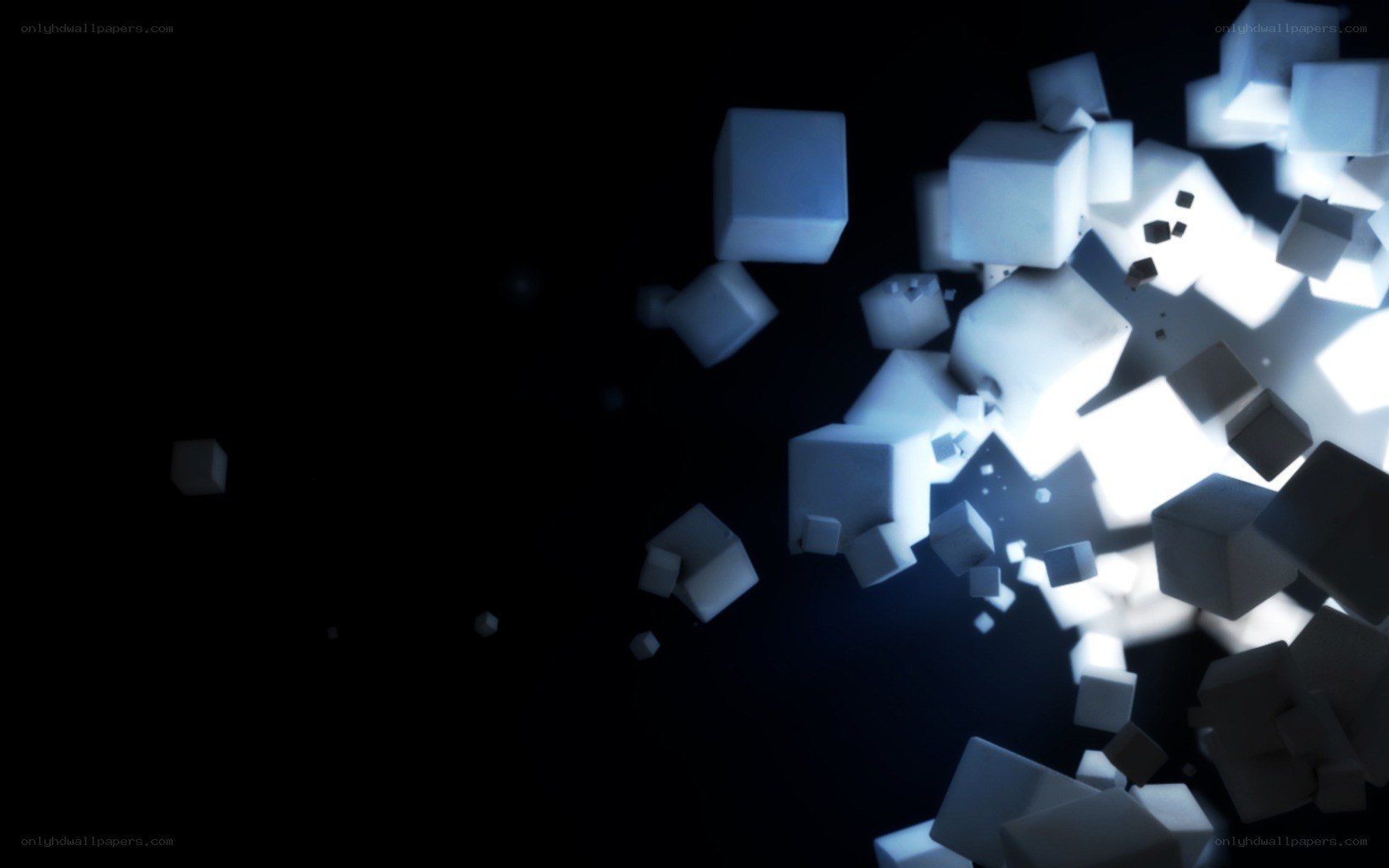 glowing cubes in dark space