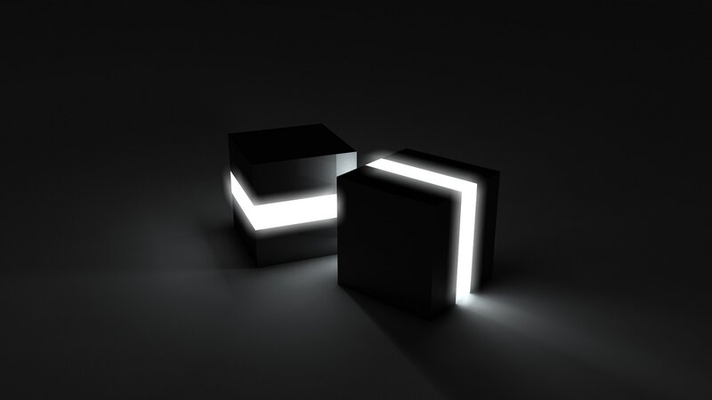Glowing Cubes in Darkness — Black, Minimalist