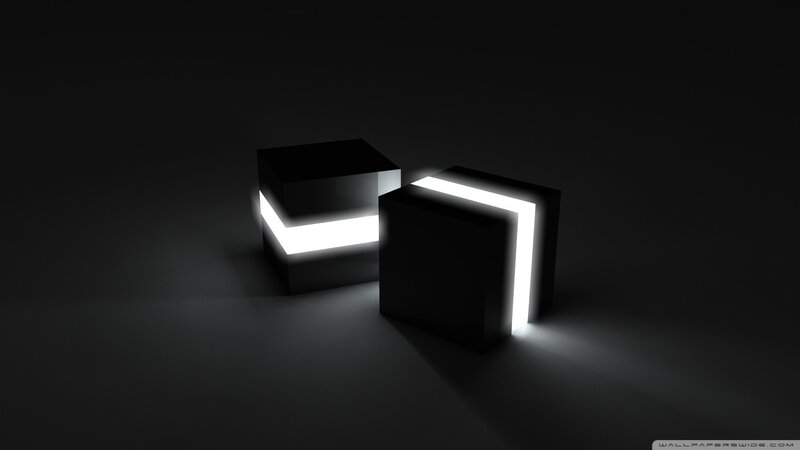 glowing cubes in darkness