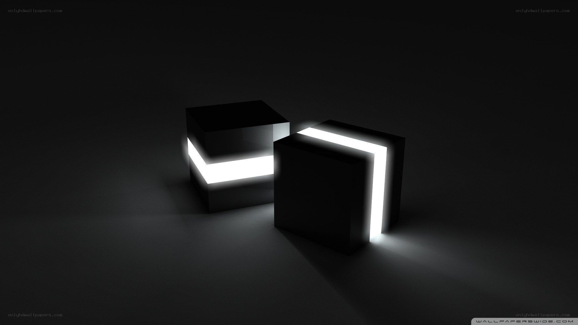 glowing cubes in darkness