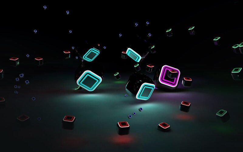 Glowing Cubes in Space — Black, Futuristic, Night