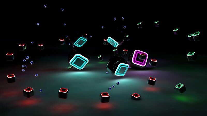 Glowing Cubes in Space — Black, Futuristic
