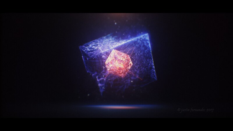 Glowing Cubes in Space — Blue, Dramatic