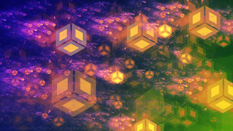 Glowing Cubes in Space — Purple