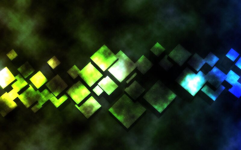 glowing cubes in space
