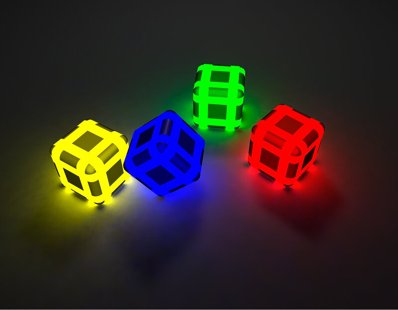 Glowing Cubes on Dark Surface