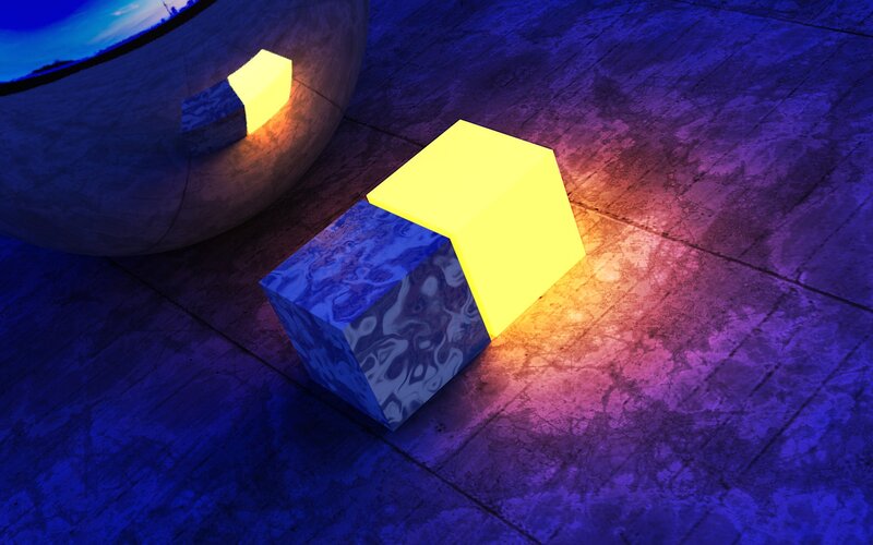 Glowing Cubes on Floor