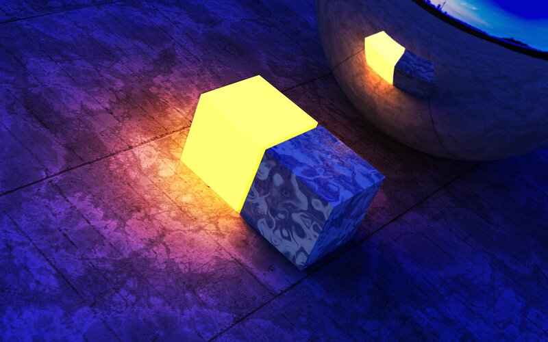 glowing cubes on stone floor