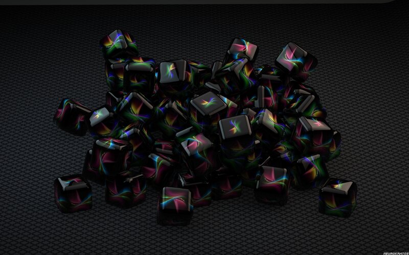 Glowing Cubes on Surface