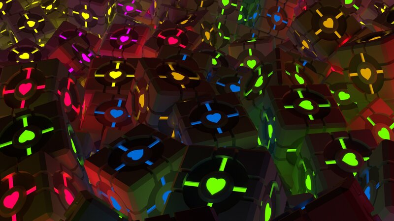 Glowing Cubes with Hearts