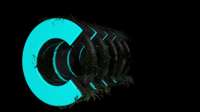 Glowing Cyan Letter C