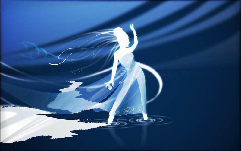 glowing dancer in blue