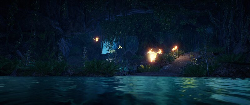 Glowing Deer in Cave — Green
