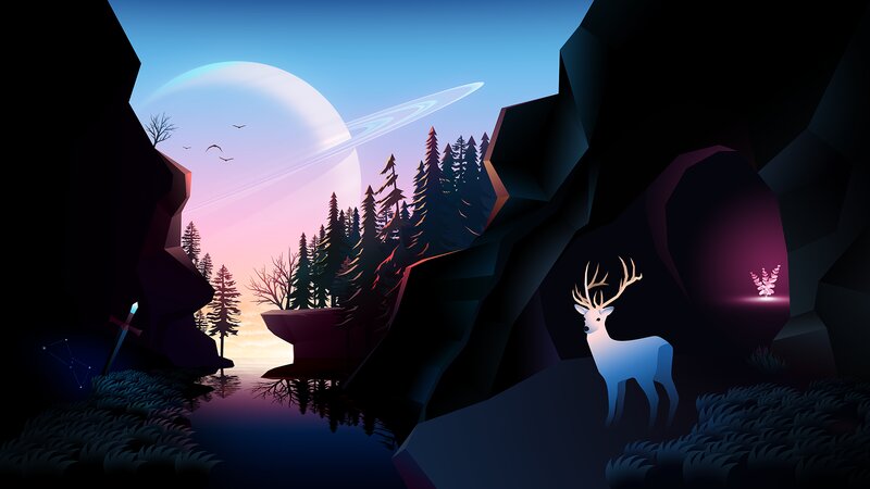 Glowing Deer in Cave