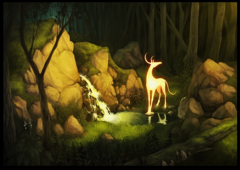 Glowing Deer in Forest