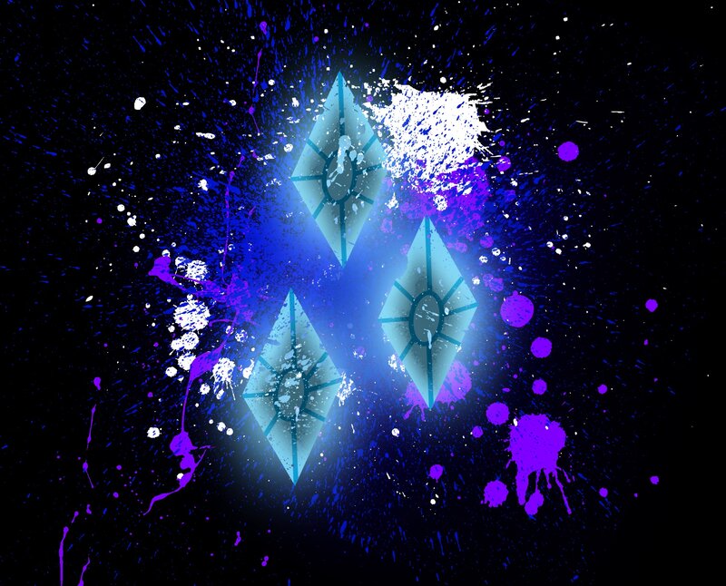 glowing diamond symbols with paint splatters