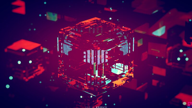 Glowing Digital Cube