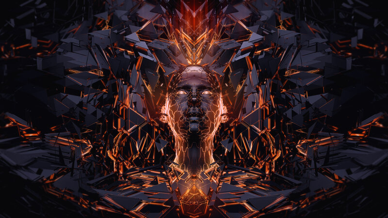 Glowing Digital Head