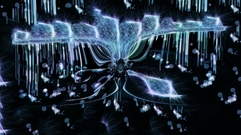 glowing digital insect