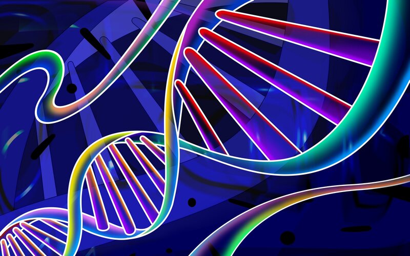 Glowing DNA Helix — Blue, Dramatic