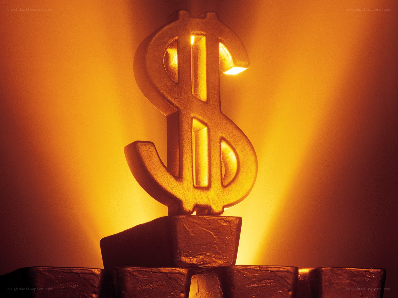 glowing dollar sign sculpture