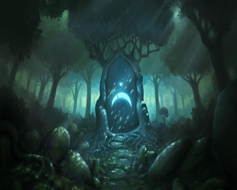 Glowing Door in Forest