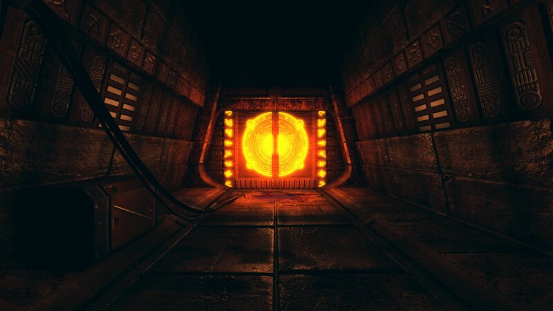 Glowing Door in Tunnel