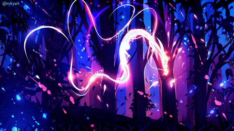 Glowing Dragon in Forest
