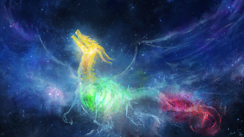 Glowing Dragon in Space