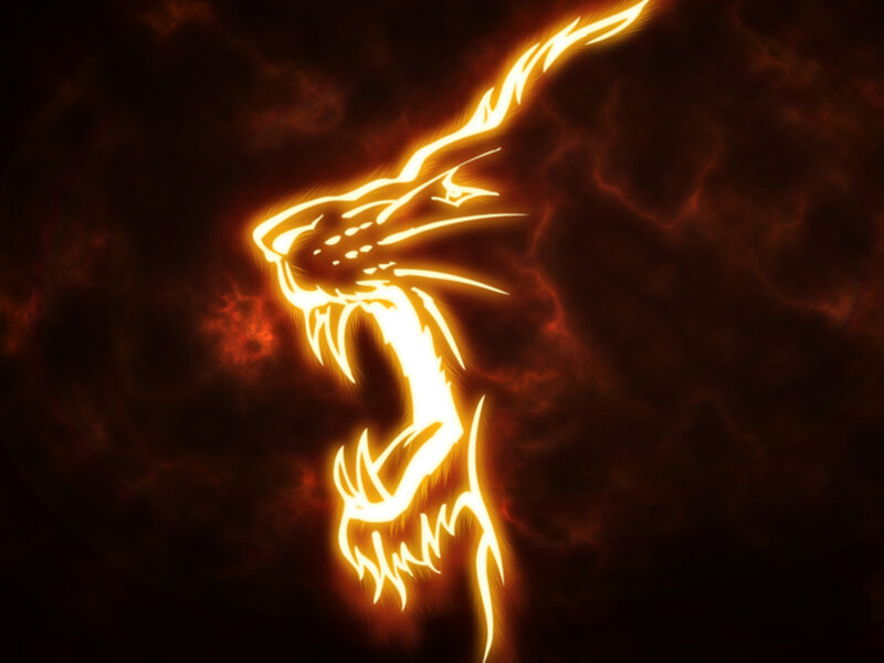 Glowing Dragon Outline — Orange