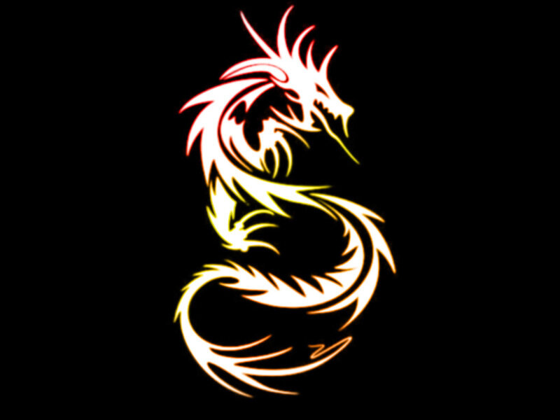 glowing dragon silhouette