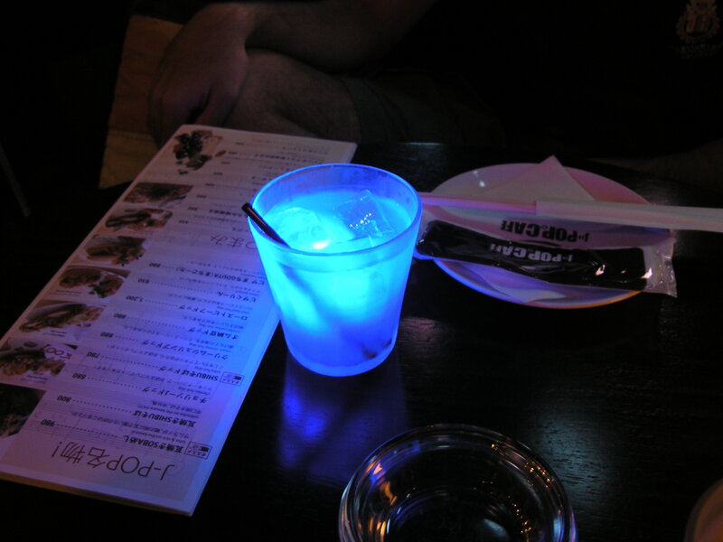 glowing drink at a cafe