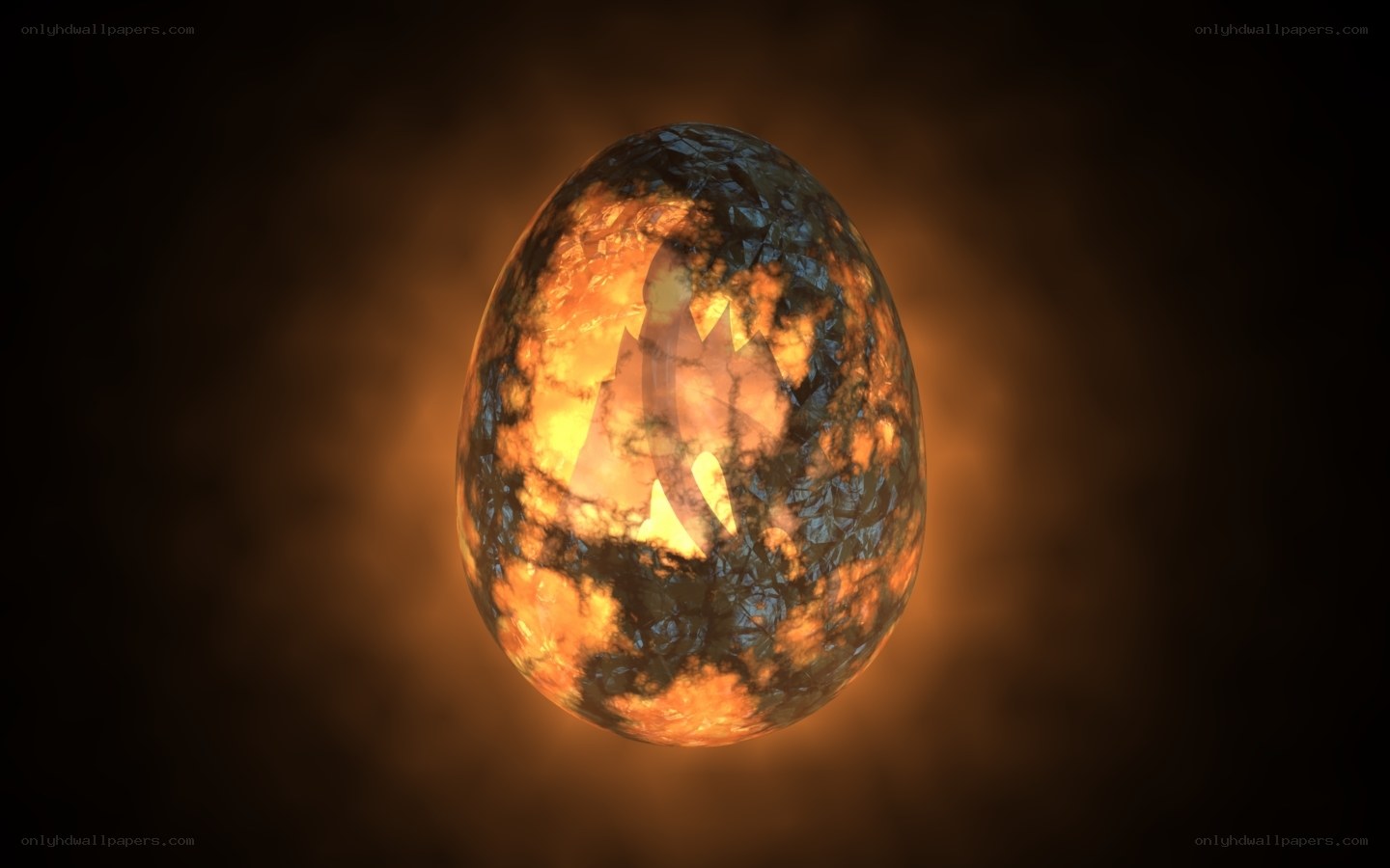 glowing egg with silhouette