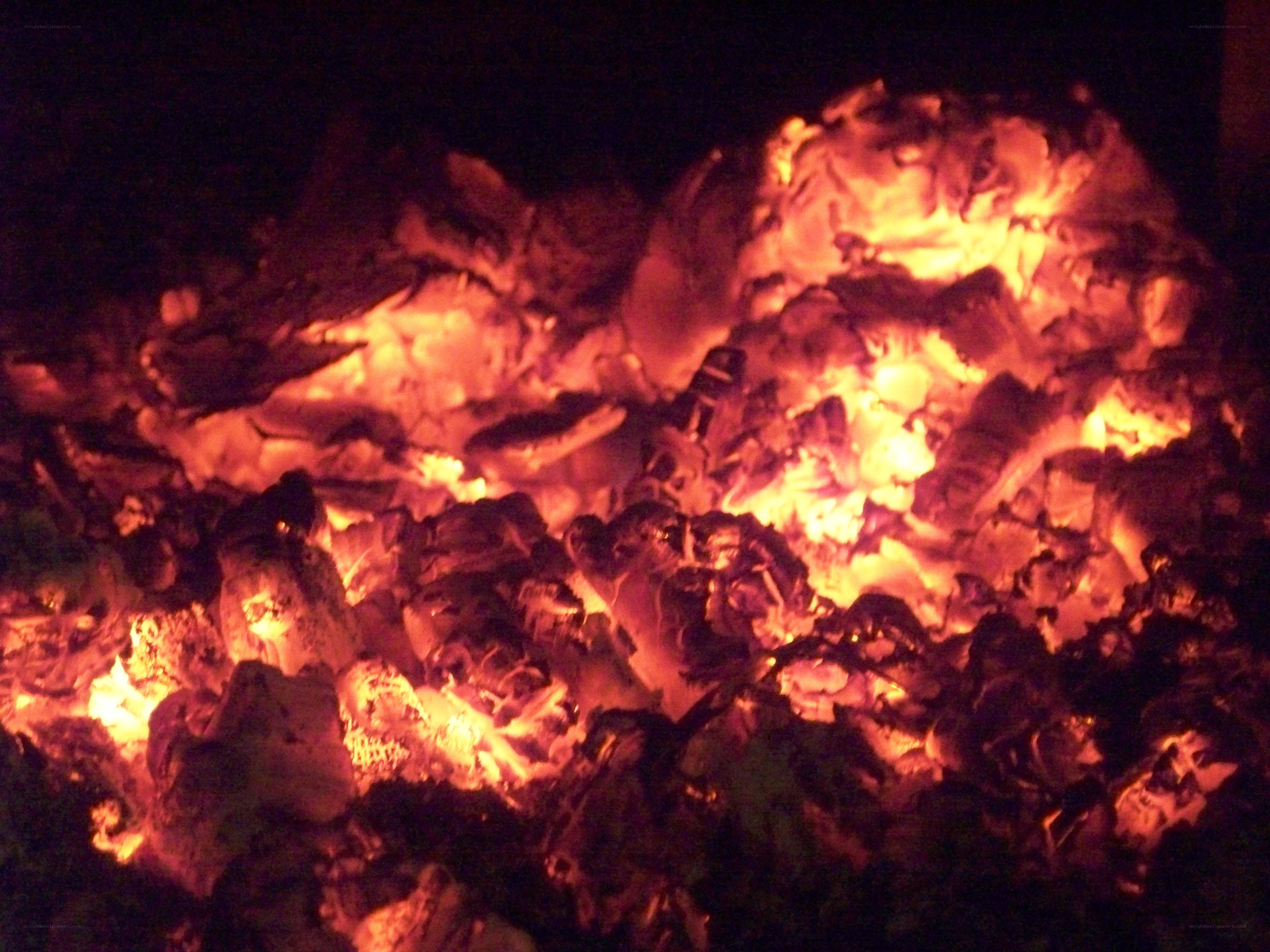 glowing embers in a fire