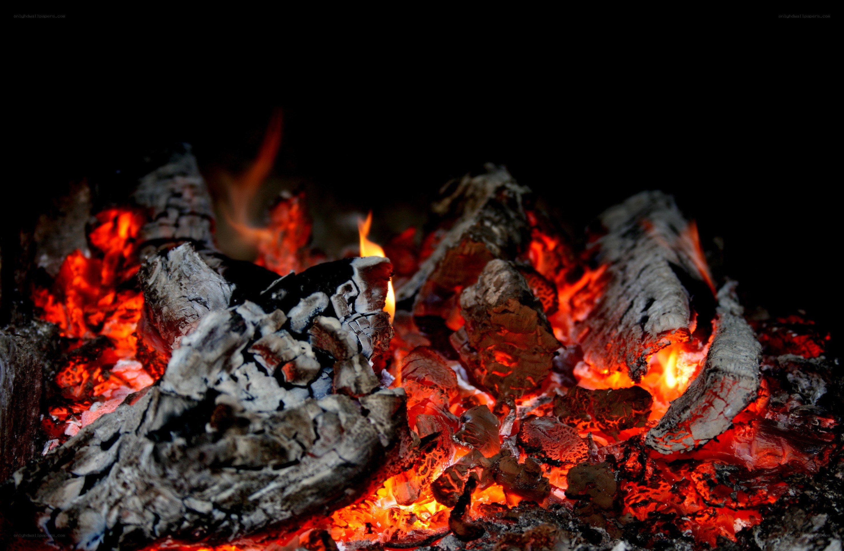 glowing embers in a fire