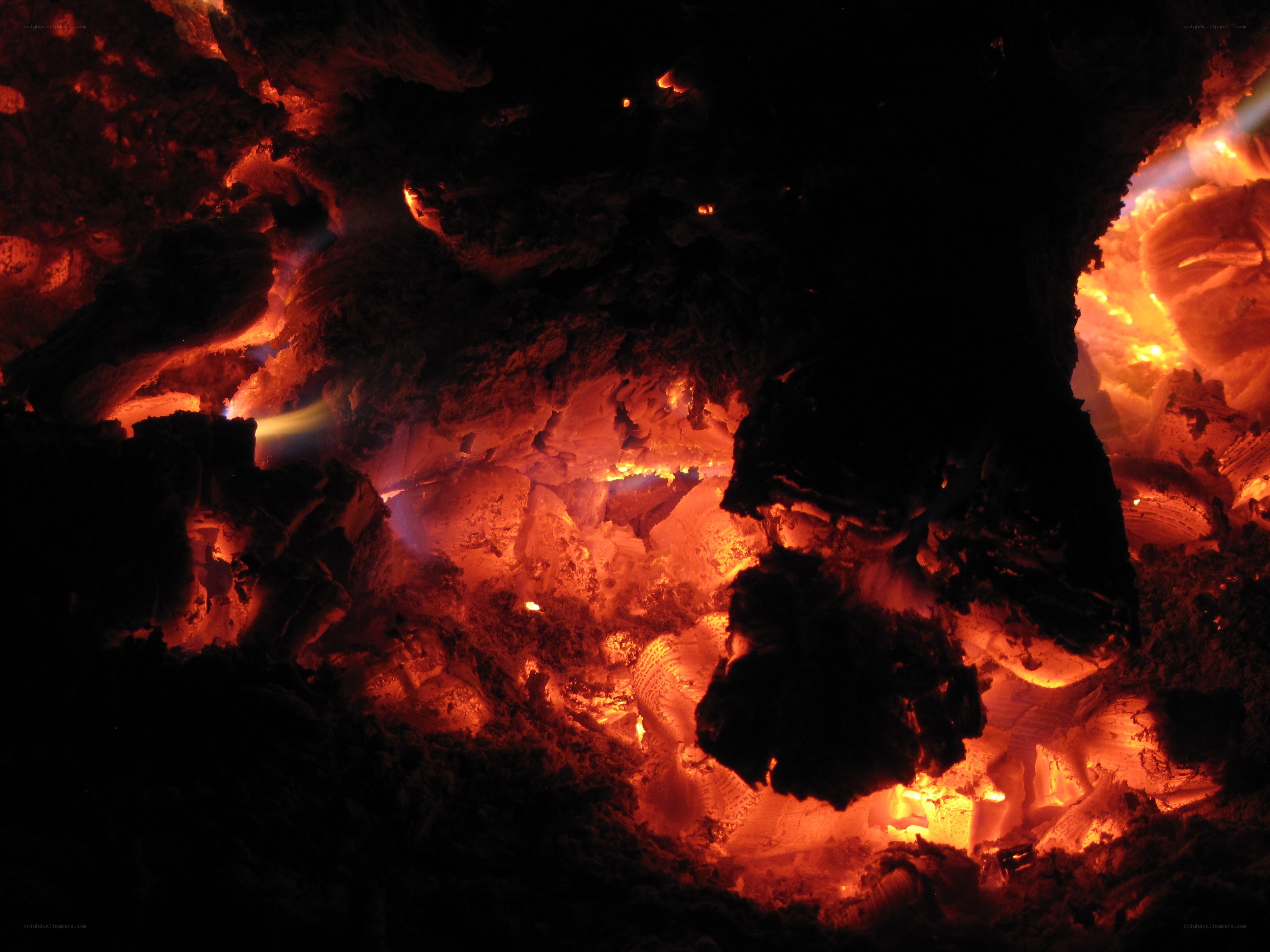 glowing embers in a fire