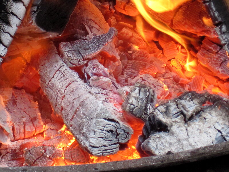 glowing embers in a fire