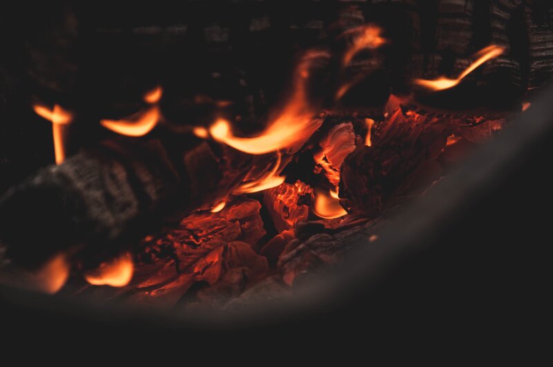 Glowing Embers in Fire — Orange, Warm, Night