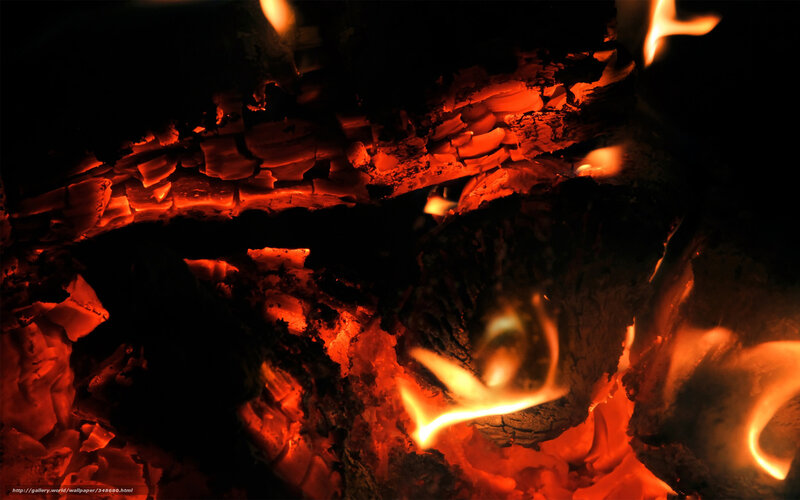 Glowing Embers in Fire — Red, Warm, Night