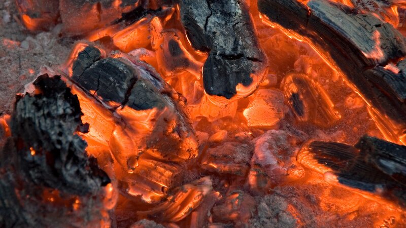 glowing embers of a fire