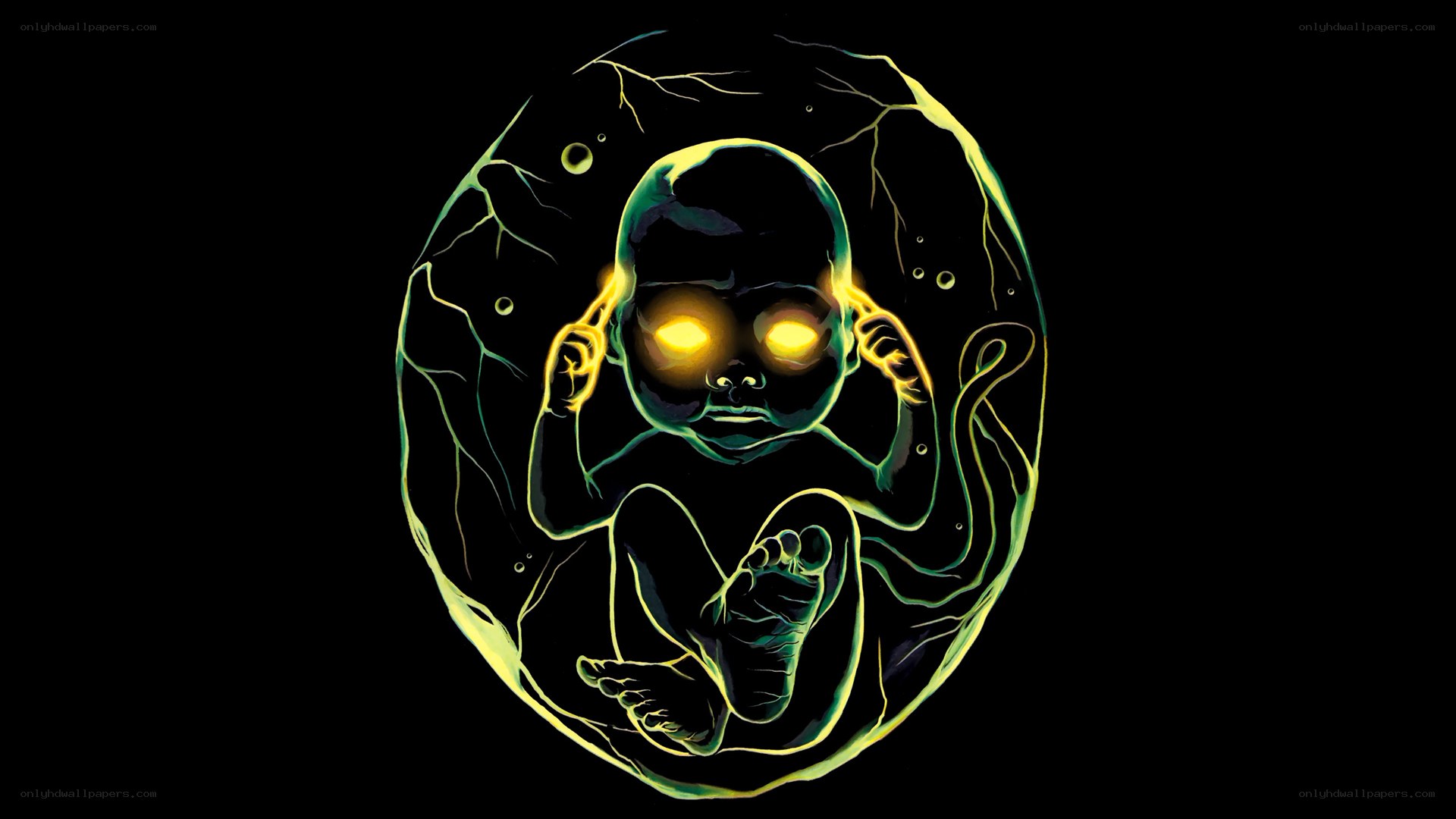 glowing embryo in a pod