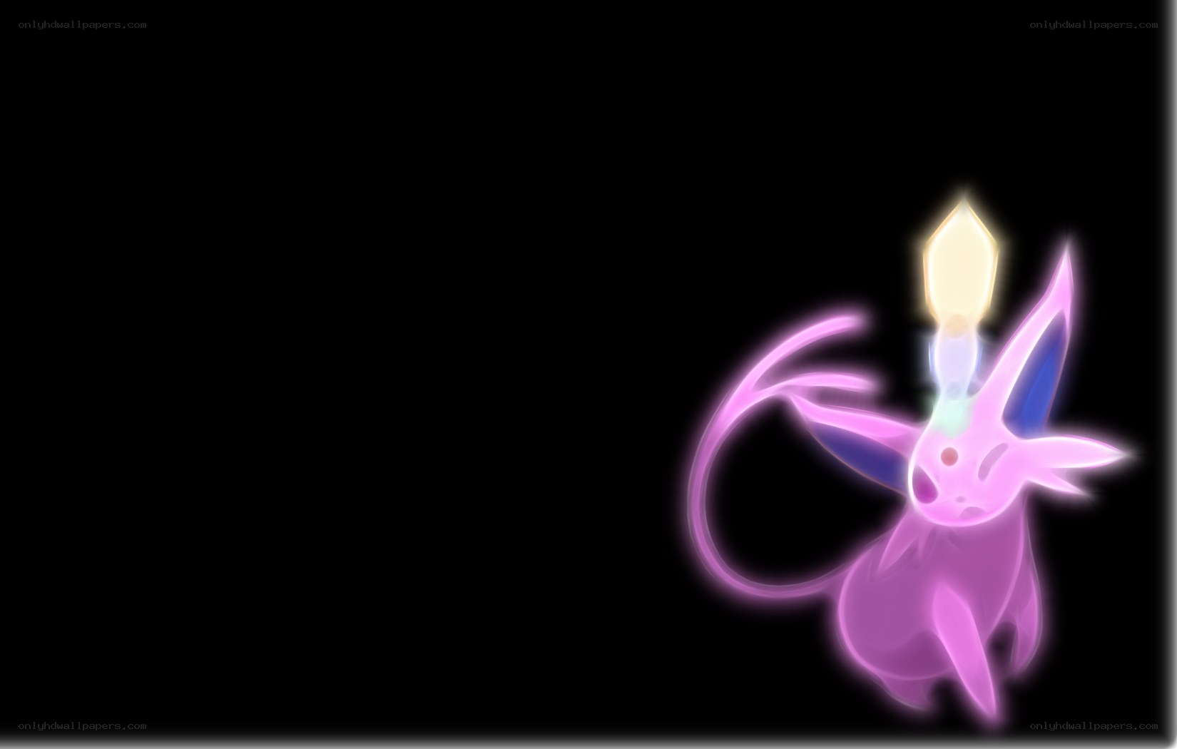 glowing espeon on black