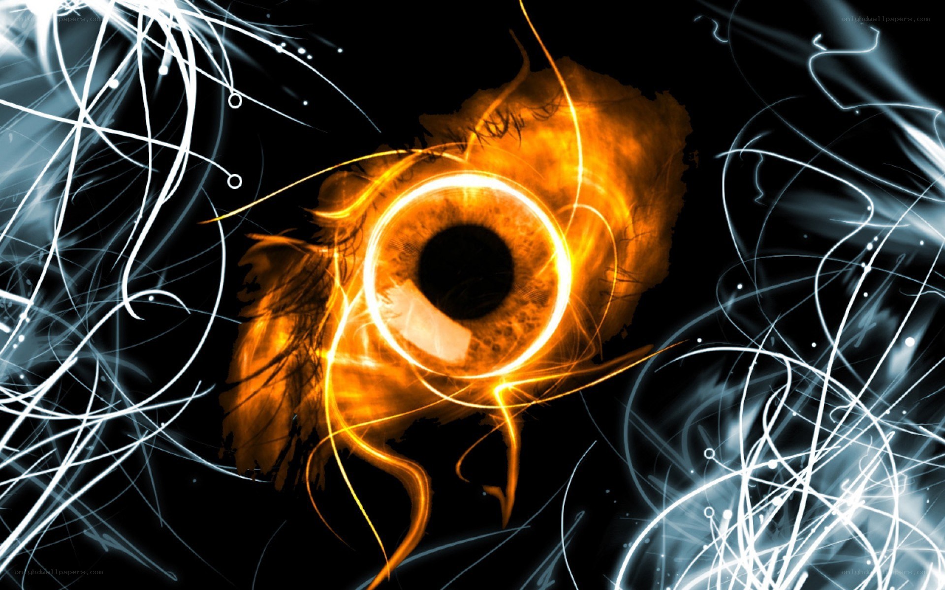 glowing eye with light streaks