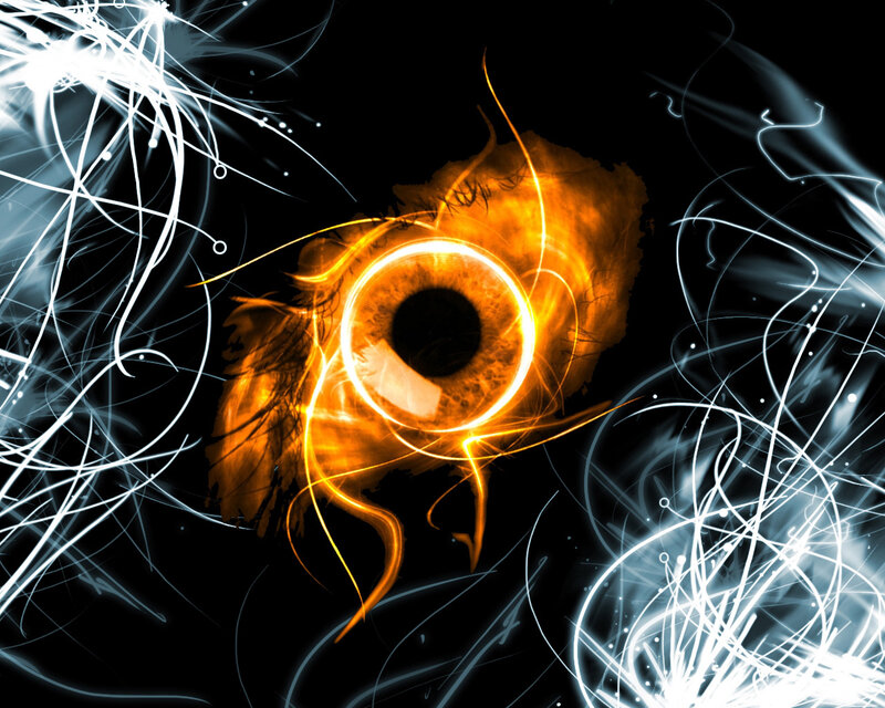 glowing eye with light streaks