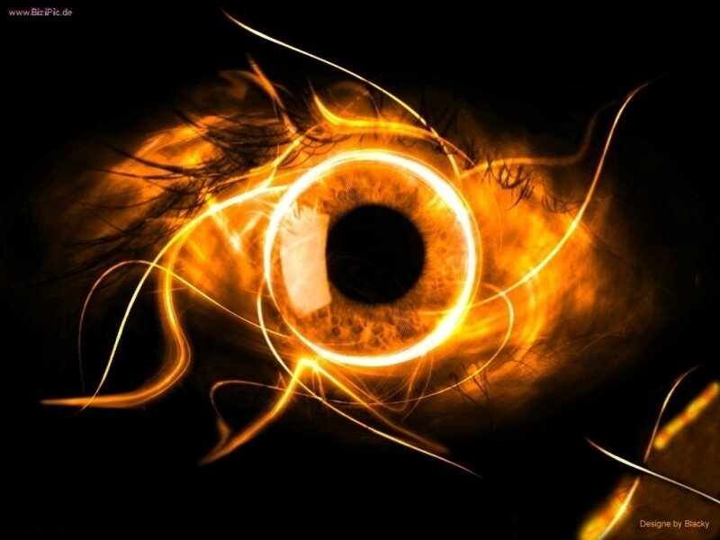 glowing eye with light trails