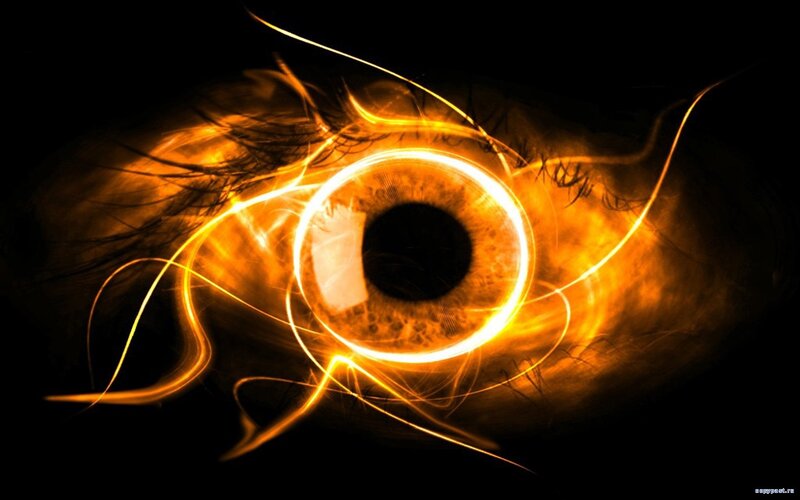 Glowing Eye with Light Trails — Black