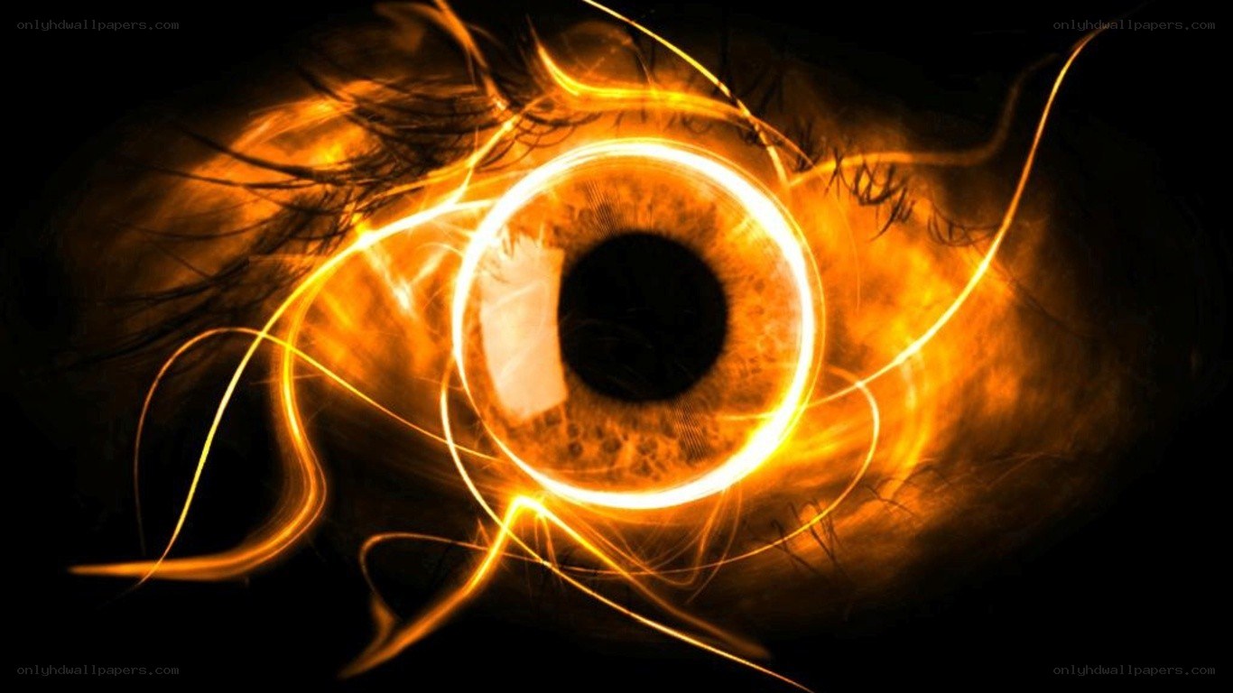 glowing eye with light trails