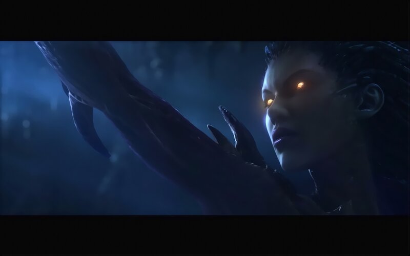 glowing-eyed character in dark scene
