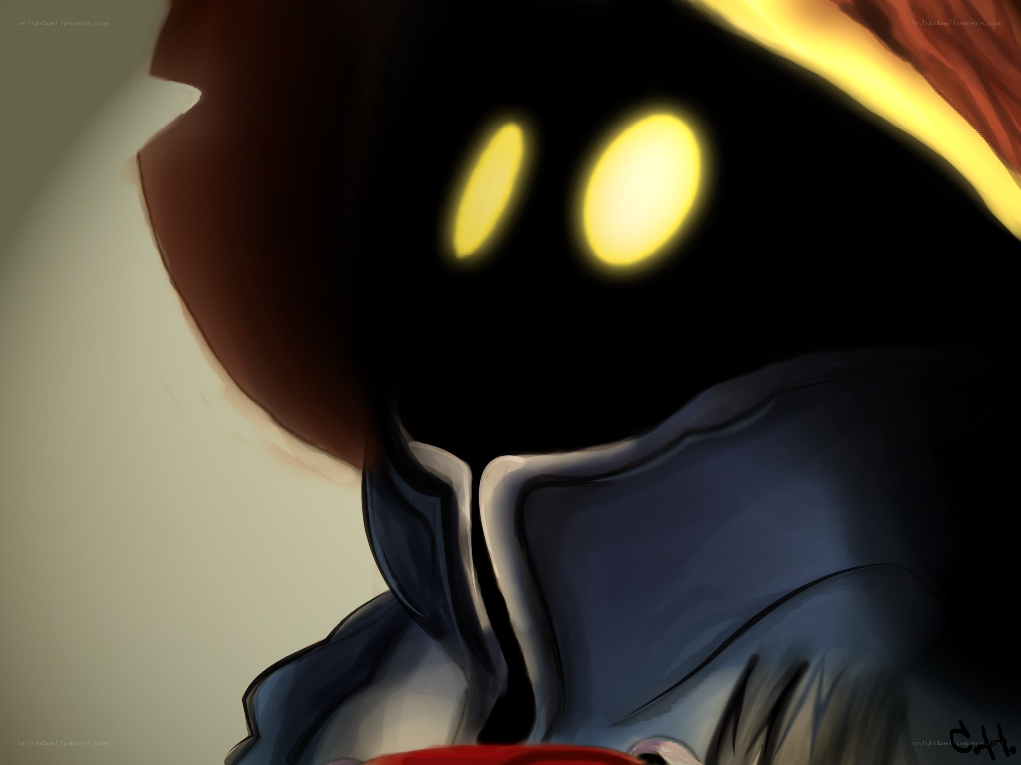 glowing eyes character