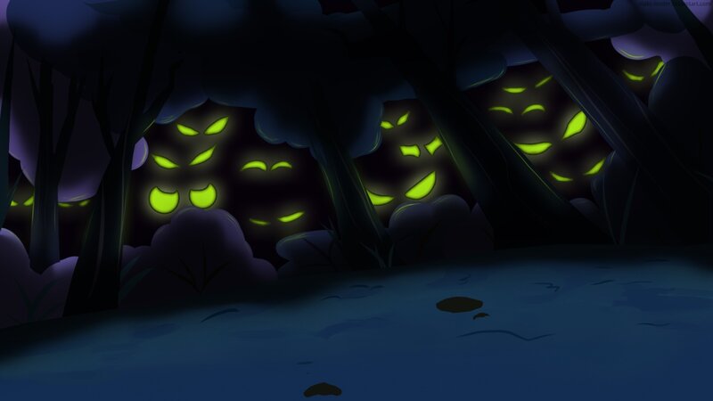 Glowing Eyes in Forest — Dark Blue